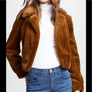 Blank Denim Cropped Faux Fur Jacket